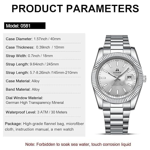 LN LENQIN Mens Watches Stainless Steel Watches Men Analog Quartz Watch 30M Waterproof Mens Wristwatches Business Designer Watch thumbnail 8