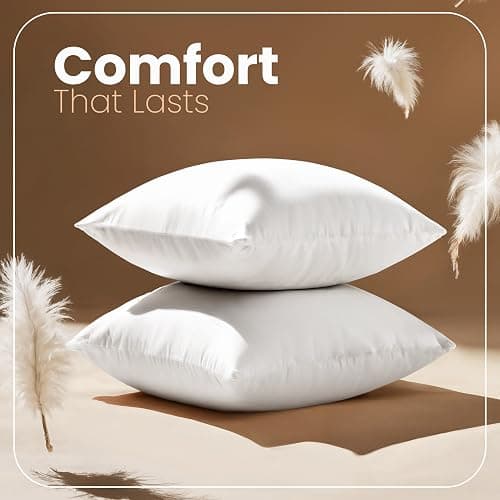 Utopia Bedding 20x20 Pillow Inserts, White Throw Pillows for Couch, 2 Pack | 100% Virgin Filling, Indoor Cushion Inserts for bed, sofa & couch, Extra Filled, Supportive & Fluffy Decorative Pillows thumbnail 6