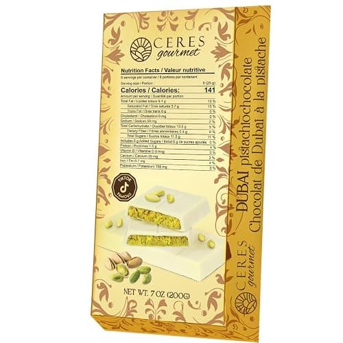 Dubai Chocolate Crispy Knafeh Pistachio Bar 7oz | Kunafa Filling Delight | Crunchy Rich Pistachio Kunafe Desert | Gourmet Gift (7 Oz, White Chocolate) thumbnail 3