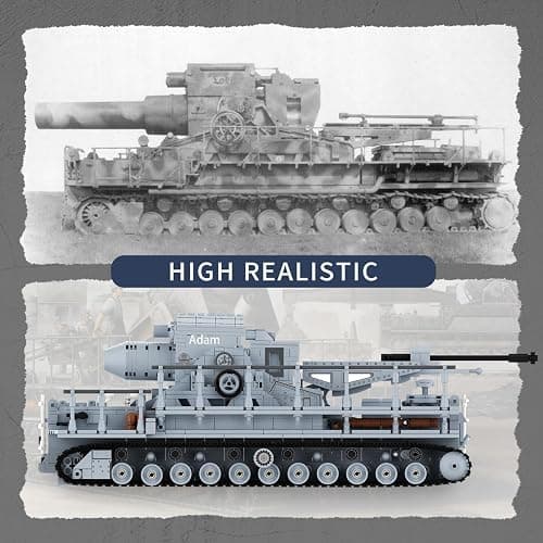 Karl Heavy Mortar Tank Building Block Set 2875 Pieces, Compatible with Lego Military Army Set for Adults WW2 German Mortar Model Kit with Ammo Tractor, 1: 26 Scale Vehicles Model Home Decor thumbnail 8