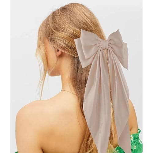 Canitor Hair Bows for Women Silky Satin Hair Ribbon Barrettes Clip Oversized Long Tail Hair Bows Cute Aesthetic Coquette Fashion Hair Accessories Preppy Teen Girl Gifts Trendy Stuff Things thumbnail 2