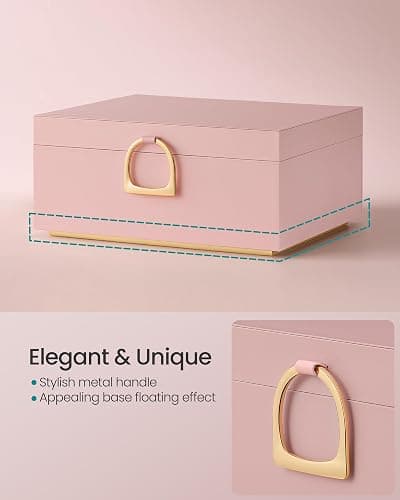SONGMICS 2-Layer Jewelry Box, Jewelry Organizer with Handle, Removable Jewelry Tray, Jewelry Storage, Floating Effect, 8.1 x 9.4 x 4.3 Inches, Gift Idea, Jelly Pink UJBC165R01 thumbnail 4