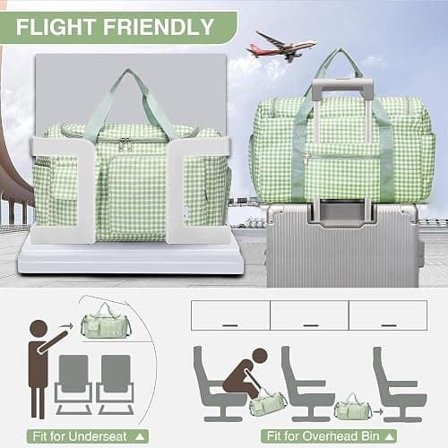 Small Gym Bag for Women, Travel Duffle Bag Carry On Weekender Bag with Shoe Compartment thumbnail 4
