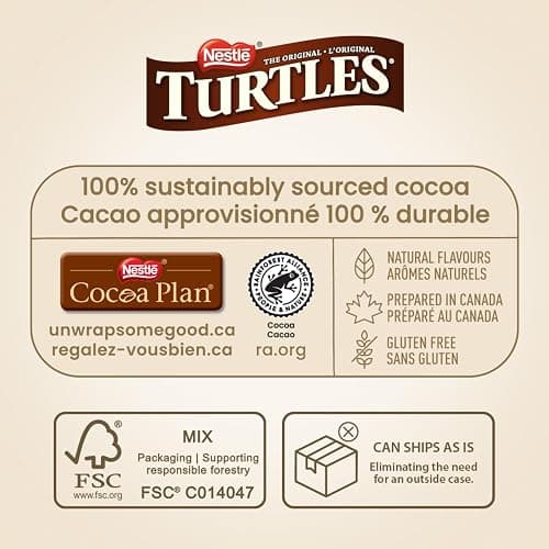 TURTLES Gift Box, Smooth Caramel & Crunchy Pecans Draped In Rich Chocolate, Prepared In Canada, Gluten-Free, 600 g thumbnail 6