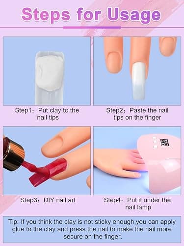 Deciniee Practice Hand for Acrylic Nails: Silicone Nail Practice Hand - 200 Pcs Nail Tips Professional Nail Hand Practice Model - Flexible Fake Hand Nail Art Hand Tools for DIY Nail Manicure - light brown thumbnail 5