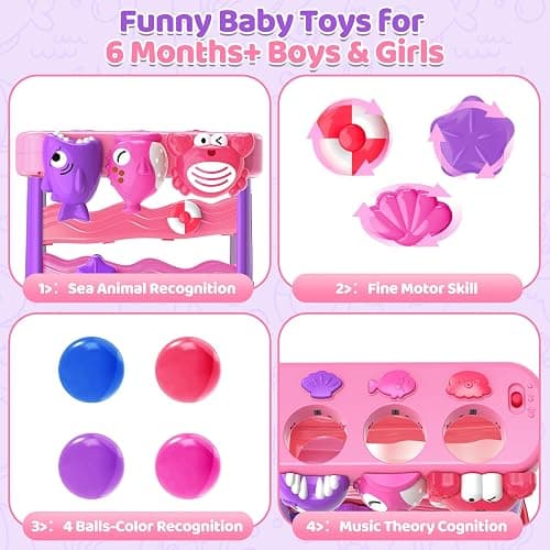 YEGEER Toys for 1 2 Years Old Girls, Musical Toys for 12-18 Months, Interactive Toddler, Montessori Toys, Christmas Birthday Gifts for Baby Kids Toddlers Age 1-2 Years Old (Pink) thumbnail 6