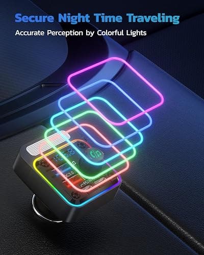 Nulaxy 54W Bluetooth 5.3 Car Adapter Charger 4-Port Fast Charging [PD36W & QC3.0 18W], Wireless Radio FM Transmitter with Deep Bass Player, 5 Colors LED Backlit, Hands-Free Calling, Support USB Drive thumbnail 7