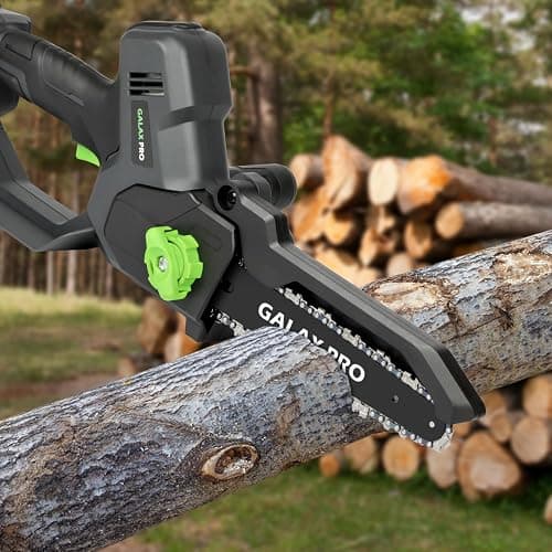 GALAX PRO 8 Inch Mini Chainsaw with Auto Oiler[2025 Upgraded]Handheld Cordless Electric Chain Saw with 2x2.0Amh Batteries for Outdoor Tree Branch Cutting,Home Improvement, Garden & Orchard Pruning thumbnail 2