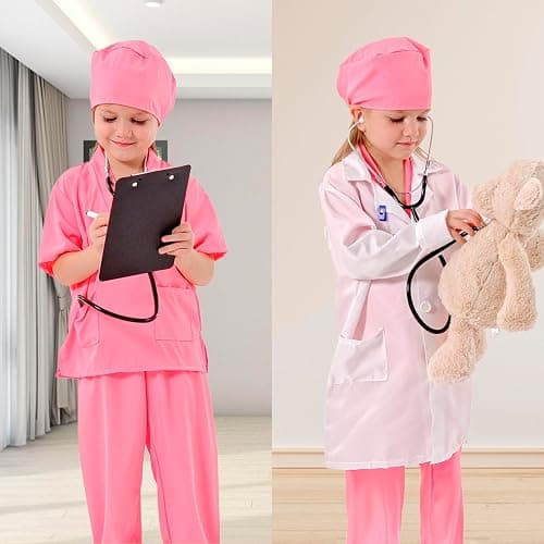 Liberry Doctor Costume for Kids, Toddler Doctor Dress Up Clothes with Real Stethoscope, Career Day Role Play Gift for Girls thumbnail 2