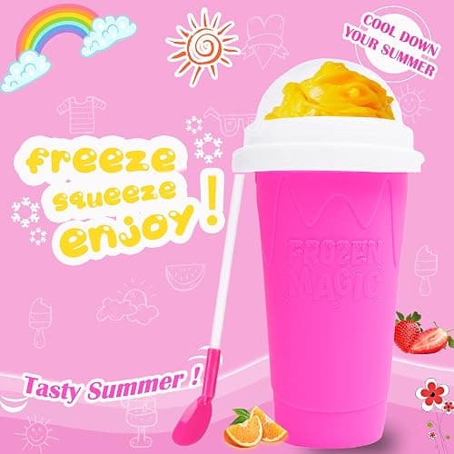 Hoinvaet Magic Slushy Maker Squeeze Cup Slushie Maker, Homemade Milk Shake Maker Cooling Cup Squee DIY Birthday Gifts for Kid (Pink) thumbnail 4