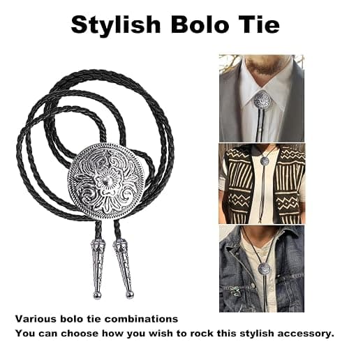 Western Cowboy Hat for Men Women,Shapeable Wide Brim Felt Fedora Classic Cowgirl Hats for Cowboys and Cowgirls,with bolo tie thumbnail 5