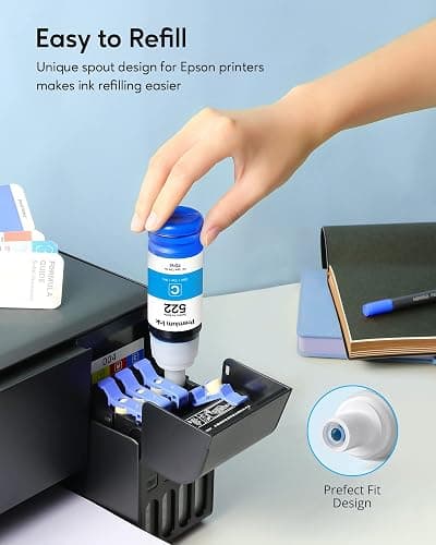 CEEBOO 522 High Capacity (5 Bottles) Refill Ink Bottle Replacement for Epson Compatible 522 Ink Refill Bottles (Not Sublimation Ink) Use for EcoTank ET-2803 ET-2800 ET-2720 ET-4800 Printer thumbnail 3