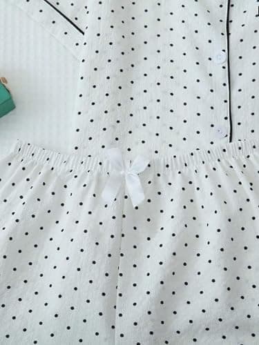 Verdusa Pajamas For Women Set 2 Piece Summer Pajama Sets Cute Pjs Lounge Matching Button Shirt with Shorts thumbnail 7