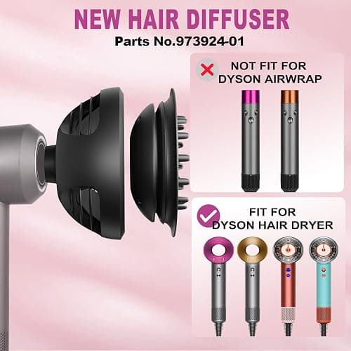 YTCHYYSK New Wave+Curl Diffuser Nozzle for Dyson Supersonic Hair Dryer HD01 HD02 HD03 HD04 HD08 HD15 HD16 Accessories, Attachemnt Parts No 973924-01, One Tool Two Mode for Wavy Curly or Coily Hair thumbnail 8