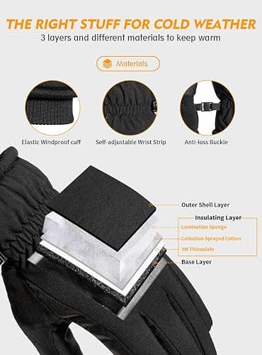 TRENDOUX Winter Gloves for Men Warm: 3M Thinsulate -20℉ Windproof Waterproof Ski Women Glove with Touchscreen Thermal Lining Anti-Slip for Work Cycling Motorcycle Snowboarding thumbnail 2