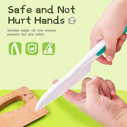 Chanking 13 Pieces Kids Safe Knife Set for Real Cooking Child-Friendly Plastic Chef Tools Montessori Kitchen Toys for Toddlers Birthday Gifts for Boys and Girls Ages 4+ (A) thumbnail 6
