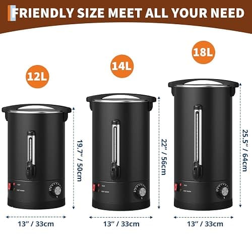 Garvee 18 L/120 Cups Coffee Urn- 4.8 gal Double Wall Commerical Coffee Maker for Buffet Catering Wedding Gathering,Large Capacity Hot Coffee Dispenser,Stainless Steel Hot Water Urn-Black thumbnail 2