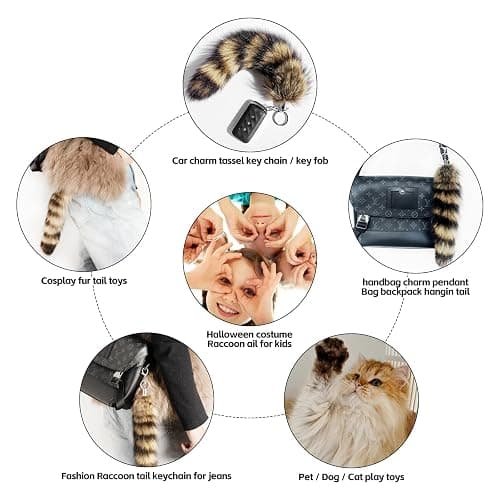 Srmsvyd therian Raccoon Furry Tail Hip Hop Punk Jeans Trousers Chain KeyChain Perfect Cosplay and Scene Accessories. thumbnail 4