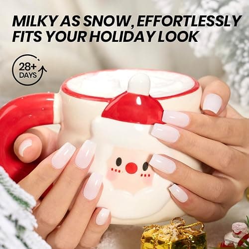 Beetles Winter's Glee Milky White Gel Nail Polish - 15ml Neutral Jelly Nude Nail Polish Base Color Nail Concealer Sheer Translucent Effect Soak Off UV French Nail Art Salon Christmas Gift for Women thumbnail 5
