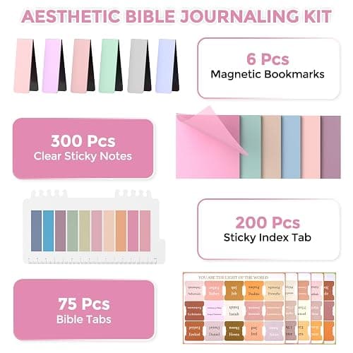 Nicpro 71PCS Aesthetic Bible Journaling Kit, Bible Study Supplies with Pen Case, No Bleed Highlighters and Pens, Sticky Notes and Tabs, Mechanical Pencils, Bible Study Kit for Women thumbnail 7