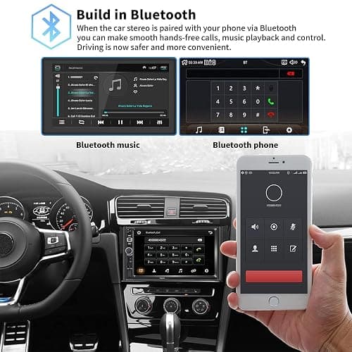Double Din Car Stereo Radio Compatible with Apple Carplay and Android Auto, 7-Inch HD Touchscreen with Voice Control, Mirror Link, Backup Camera, Steering Wheel, Bluetooth, FM, USB/TF/AUX Port thumbnail 2