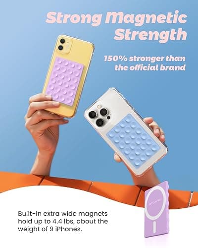 amBand Silicone Suction Phone Mount Trendy Stocking Stuffers for Women Mom, Detachable Sticky Holder for iPhone Cute Stylish Preppy Stuff for Selfie/Yoga/Dance, Lilac Purple thumbnail 3