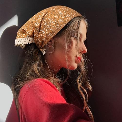 Molans 3Pcs Floral Head Scarf, Chiffon Hair Bandanas, Hair Scarf for Women | Vintage Boho Hair Kerchief, Triangle HeadBands for Girl, Soft & Breathable, Versatile for Curly Hair, Yoga thumbnail 7