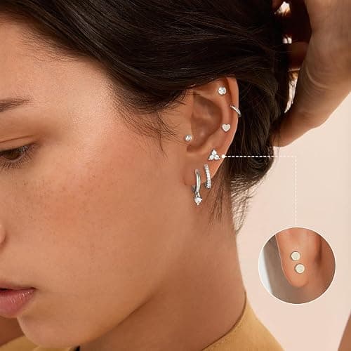 Adoyi 9 Pairs Gold Hoop Earrings Set for Womens Twisted Huggie Hoops Earrings 14K 18K Gold Plated for Girls Valentines Mother's Day Birthday Gifts Lightweight thumbnail 3