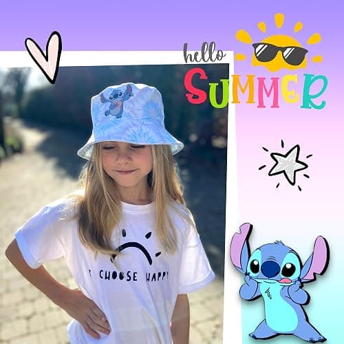 Disney Stitch Bucket Hat for Girls Age 5-12 Summer Hat for Kids Lightweight Breathable Sun Hat Gift for Girls Multicolour thumbnail 7