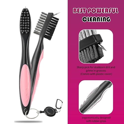 Mile High Life Golf Club Brush, Club Groove Cleaner with 2 Ft Retractable Extension Cord and Aluminum Carabiner, Golf Bag Accessories for Men and Women thumbnail 4