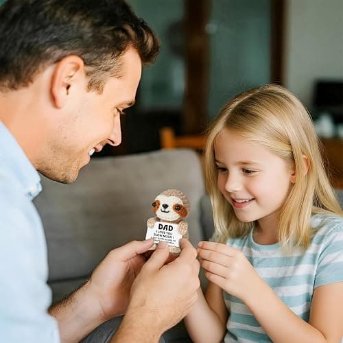 AceThrills Dad Birthday Gifts, Handmade Crochet Mini Sloth Birthday Gifts, Cute Desk Decor for Dad, Funny Emotional Gift Idea for Father thumbnail 2