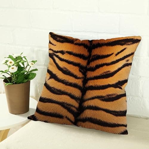 Nicokee Cotton Linen Pillow Covers Animal Tiger Skin Print Throw Pillow Covers Cases for Couch Sofa Bed Home Decor 18 X 18 Inches thumbnail 2