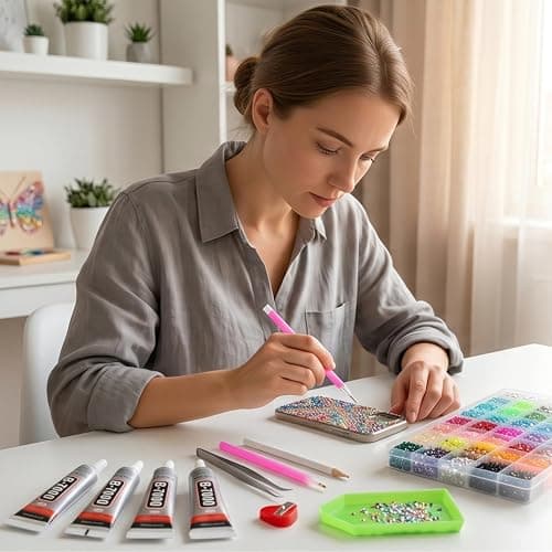 Gikboup 40000 Pcs 40 Colors Bedazzling Kit with Rhinestones,3mm Jelly AB Resin Flatback Gems with 4 B-7000 Glue, 40-Grid Storage Box, Tweezers, Trays and Tools for Crafts, Cups, Phone Cases thumbnail 2