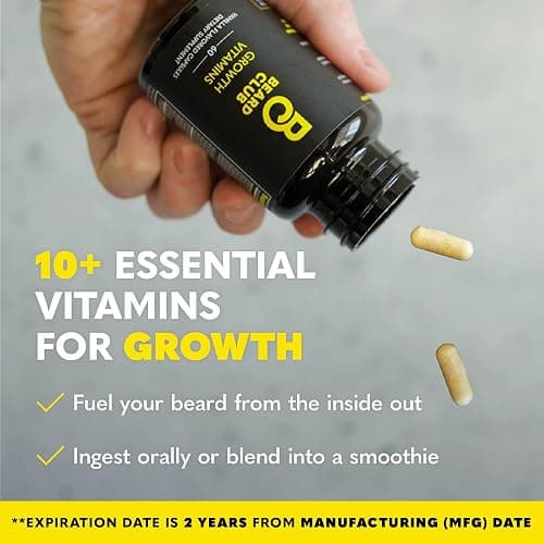 The Beard Club Signature Beard Growth Kit - Derma Roller, Beard Growth Oil, Beard Growth Vitamins, Vitamin Spray & Beard Brush - Gift Set thumbnail 5