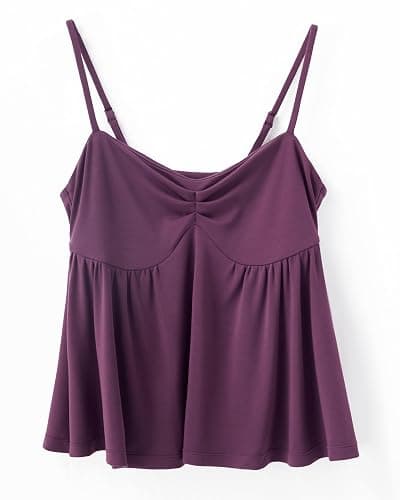 OMKAGI Cute Peplum Camisole Tops for Women Built in Bra Sleeveless Going Out Tank Top - Small - 22-violet Purple thumbnail 4
