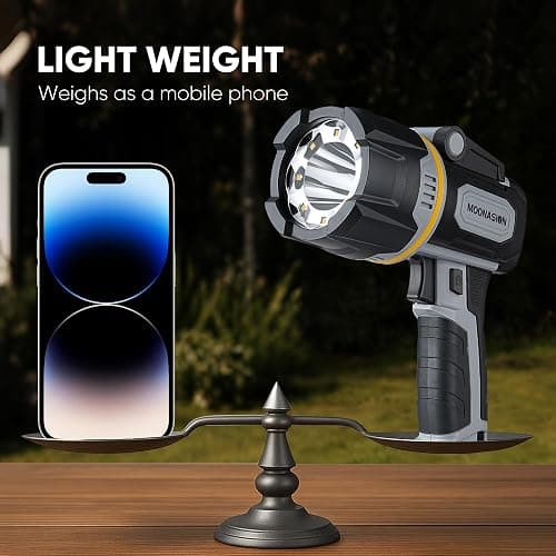MOONASION Rechargeable Spotlight 100000 Lumen, Super Bright LED Spotlight Flashlight with COB Light & Foldable Stand, Long Lasting Large Handheld Spot Light for Boating Camping Boat Marine thumbnail 7
