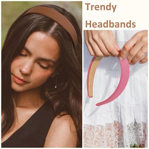 Headbands for Women Girls Trendy Non Slip Headband for Long Short Hair, Cute Ribbed Women Headbands Elastic Hair Bands Fashion Hard Head Band Accessories 1 Inch thumbnail 3