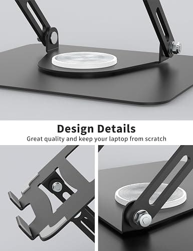 ALASHI Laptop Stand for Desk with 360 Rotating Base, Multi-Angle Adjustable Laptop Stands, Foldable Laptop Riser Compatible with 10 to 15.6 Inches PC Computer, Black thumbnail 5