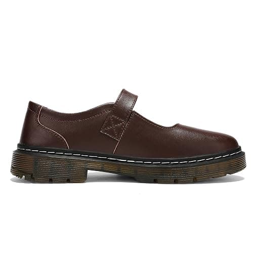 Umilake Women's Mary Jane Flat Shoes Comfort Platform Buckle Ankle Strap Flats Breathable Slip On Lightweight Office Work Shoes - 9 - Coffee thumbnail 4