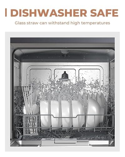 Foogwee® 20 Packs Reusable Glass Straws Set, 8.5'' x 10mm Clear Drinking Straws for Smoothies, Shakes, Coffee, Juice, Sodas, Milk, Tea, Cocktails, Set of 8 Straight and 8 Bent with 4 Cleaning Brushes thumbnail 4