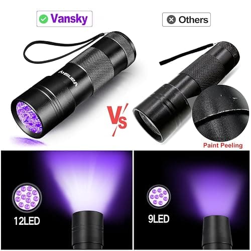 Vansky Black Light UV Flashlight Blacklight 12 LED Urine Detector for Dog/Cat/Pet Urine & Dry Stains and Bed Bug On Carpets/Rugs/Floor,Matching with Pet Odor Eliminator - 1 Pack thumbnail 2