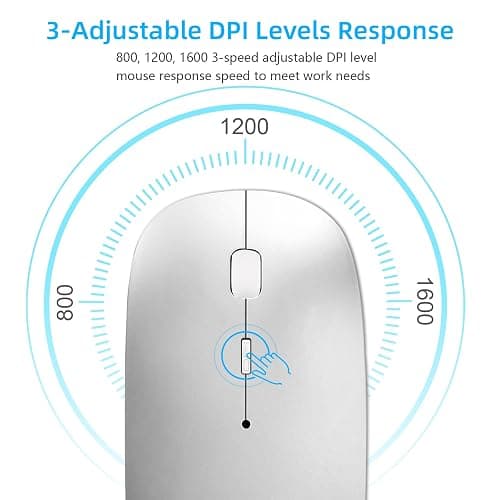 Wireless Mouse for Laptop, Bluetooth Mouse for MacBook Pro/Air/Mac/iPad/Chromebook/Computer -Rechargeale Dual Mode(USB 2.4Ghz + Bluetooth 5.2) Silent Cordless Mouse with USB C Adapter,Silver thumbnail 6