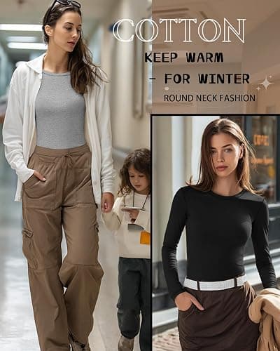 Neer 3 Pack Womens Underscrub Shirts Long Sleeve Crewneck Tops Fitted Layering Clothes Comfort Knit Tops for Nurse thumbnail 5