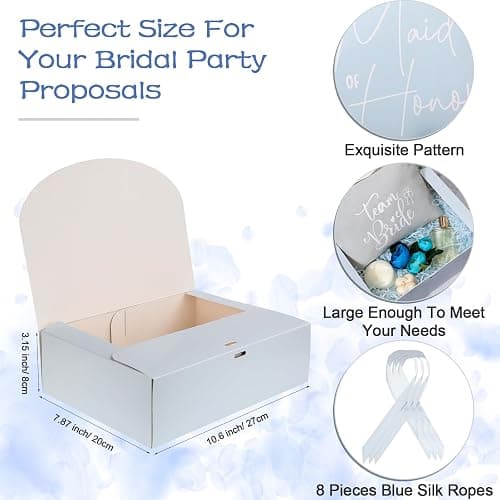 Marspark 8 Pack Blue Bridesmaid Proposal Gift Boxes with Ribbon 7.87 x 10.6 Inch Will You Be My Maid of Honor Bridesmaid Boxes for Wedding Bridal Shower Packaging Supplies Birthday Party Favors thumbnail 2