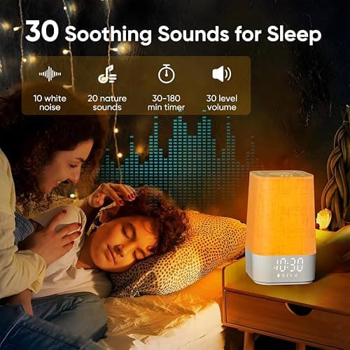 Réveil Lumineux Simulateur d'Aube, Lampe de Reveil avec 30 Sons pour Dormir, Lampe de Chevet à Intensité Variable avec Fonction Charge, Snooze, Minuteur, Réveil Matin Veilleuse pour Enfant/Ado/Adulte thumbnail 4