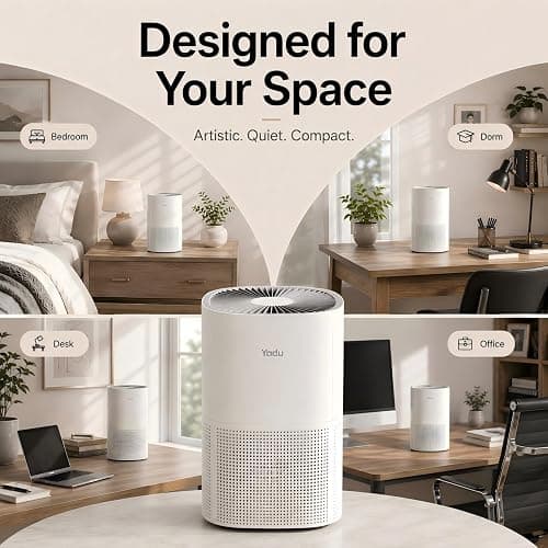 YADU Air Purifier for Dorm Room Bedroom | True H13 HEPA, 22dB Quiet, Smart App Control, 3-Stage Filter, Covers UP to 536 sq.ft, White thumbnail 5