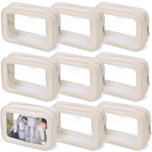 8 Packs TSA Approved Toiletry Bags Clear Toiletry Bags for Travel PVC Makeup Pouch Waterproof Quart Size Clear Cosmetic Bag with Zipper for Airport Airline Compliant Bag Women Men Travel Bathroom thumbnail 8