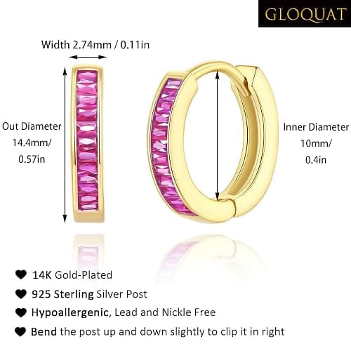 GLOQUAT 14K Gold Huggie Earrings for Women Silver Huggie Hoop Earrings Cubic Zirconia Huggie Earrings Stud Earrings Lightweight Dainty Hypoallergenic Earrings Jewelry Gifts thumbnail 6