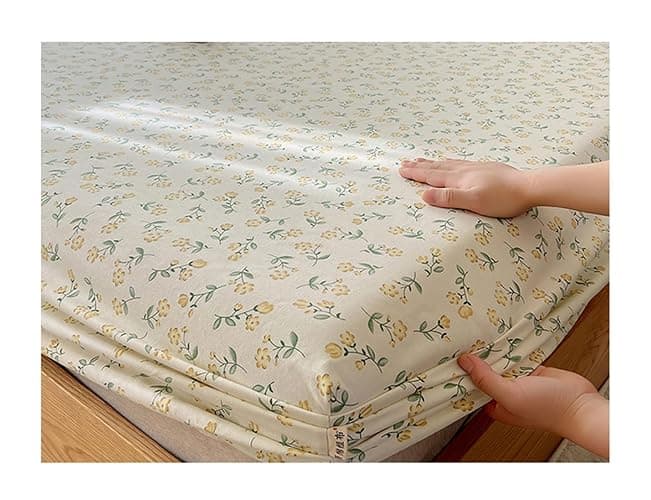 OBONG Luxury 100% Cotton Fitted Bed Sheets Twin-XL Queen King Softest No Pop Off Bedspreads Elastic Deep Pocket One Fitted Sheet Only (Color : H, Size : King) thumbnail 4