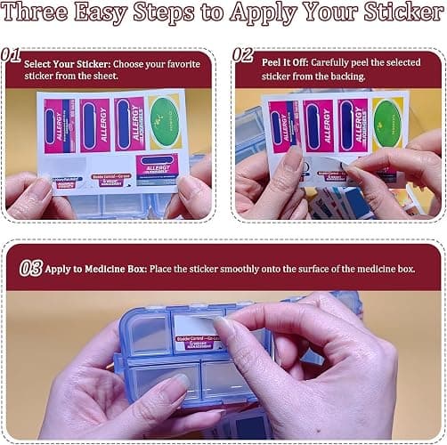 Pill Organizer with Medicine Labels Travel Daily Pill Container Mini Medication Organizer Storage Pill Organizer Travel Essentials Pill Case 7 Day (Pink & 161 Lables) thumbnail 2
